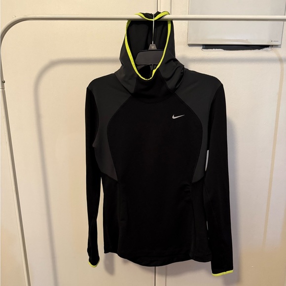Used Nike shirt pullover hood layer Dri fit running long sleeve reflective. - Picture 1 of 8